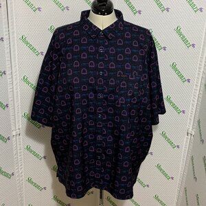 Retro Rifle Button Down Shirt The Pac Pac-Man Ghost Arcade Video Game Mens 4XL